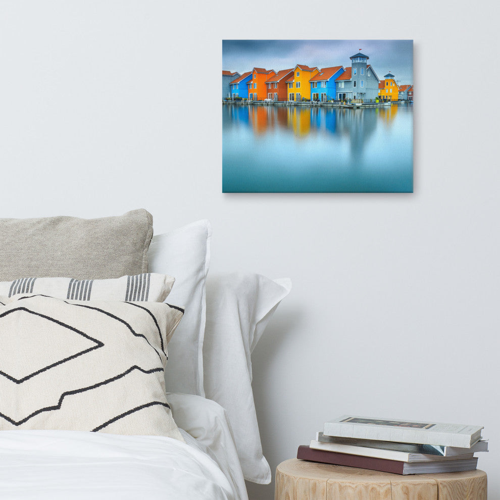 Blue Morning at Waters Edge Groningen Netherlands Canvas Prints, 16" X 20"