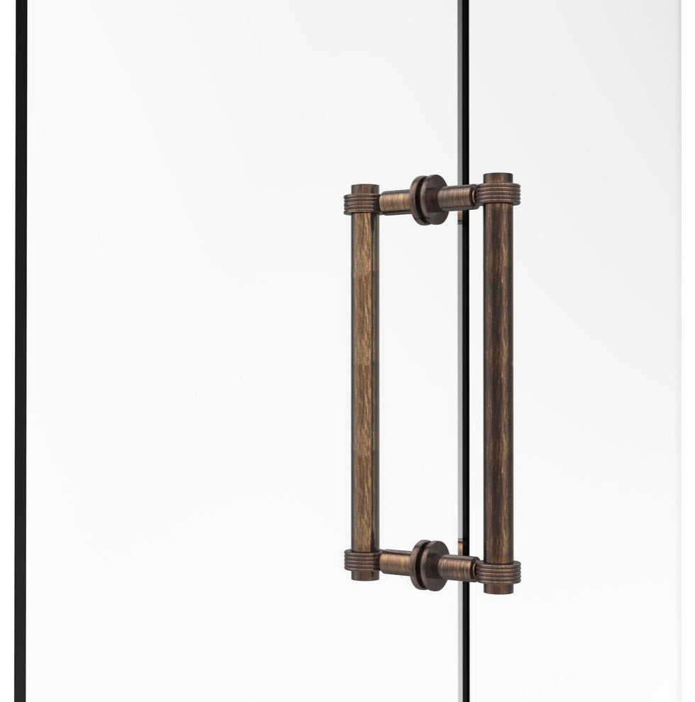 Contemporary 12" Grooved Accent Back to Back Shower Door Pull, Venetian Bronze