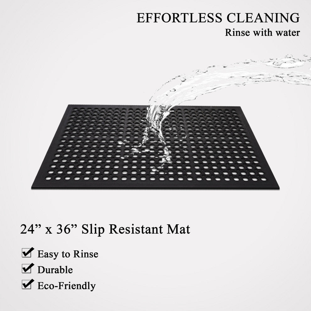 A1HC New Anti Fatigue Versatile Rubber Floor Mat With Drain Holes, 24"x36"