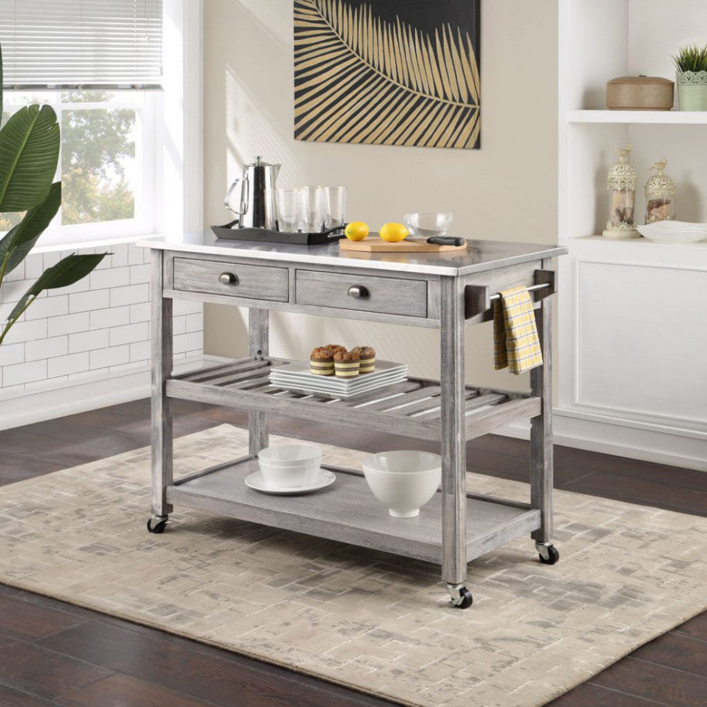 Sonoma Kitchen Cart, Storm Gray Wire-Brush