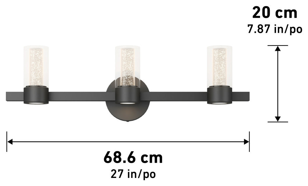 Artika Novello 3-Light Bathroom Vanity Wall Light, Black