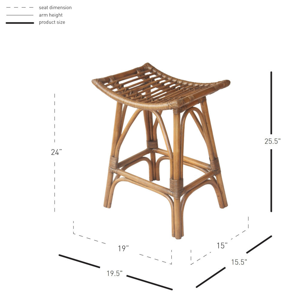 Imari Rattan Counter Stool, Canary Brown Black Washed
