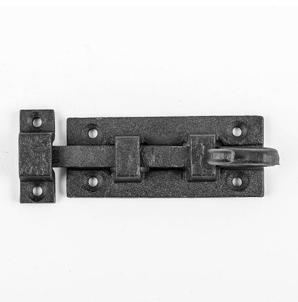 4 Piece Black Slide Bolt Wrought Iron Curled Tail Cabinet Door Renovators Supply