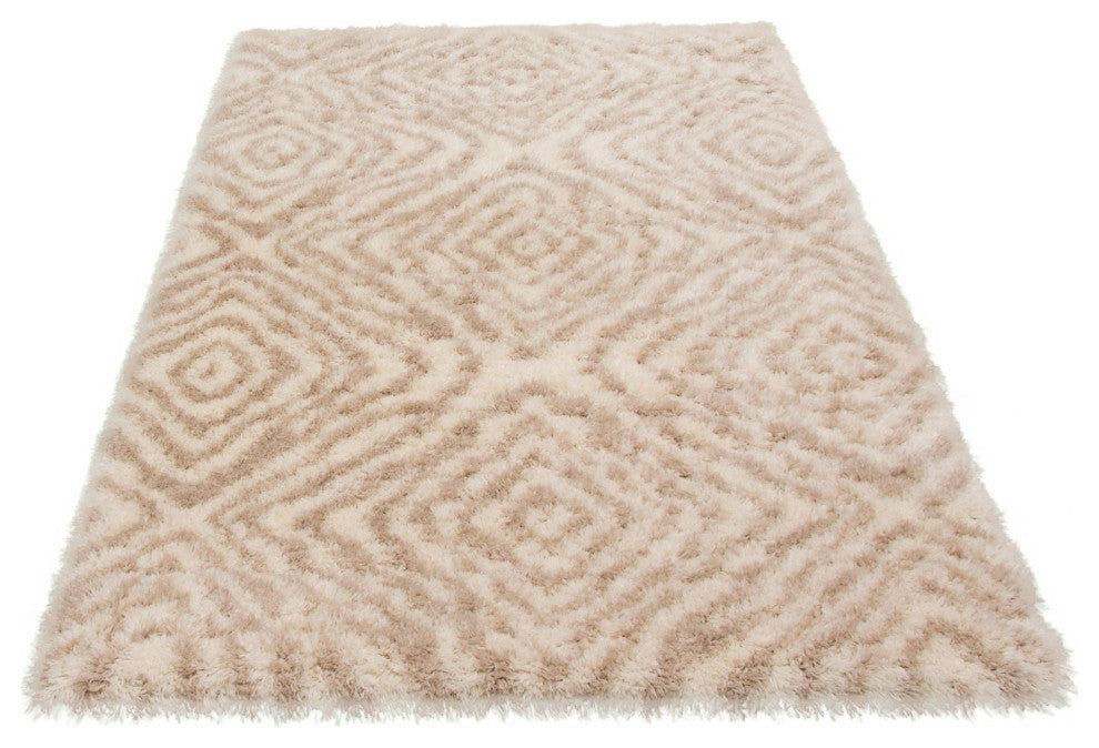 eCarpetGallery Shag Area Rug, Ivory, Tan, 6'7" x 9'6"