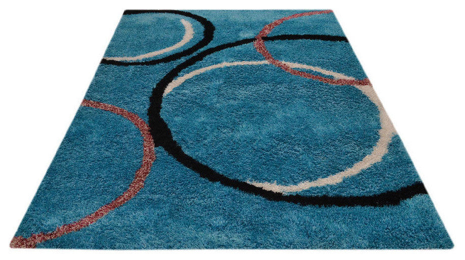 Geometric Shaggy Hand Tufted Oriental Area Rug, Multi, 6x9'