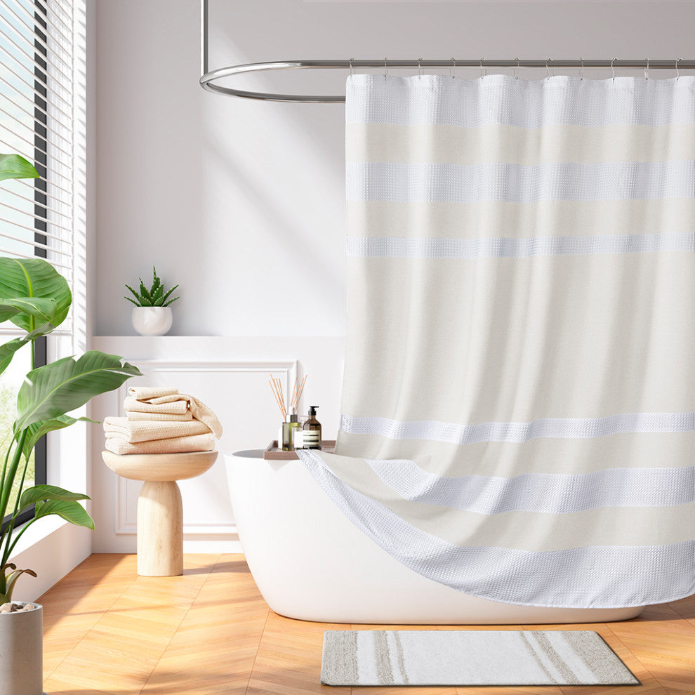 Madison Park Spa Waffle Shower Curtain With 3M Treatment