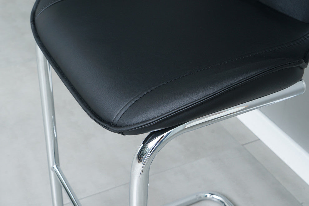 Modern PU 4 Bar chairs with Metal Legs for Dining,kitchen and Bar, Black