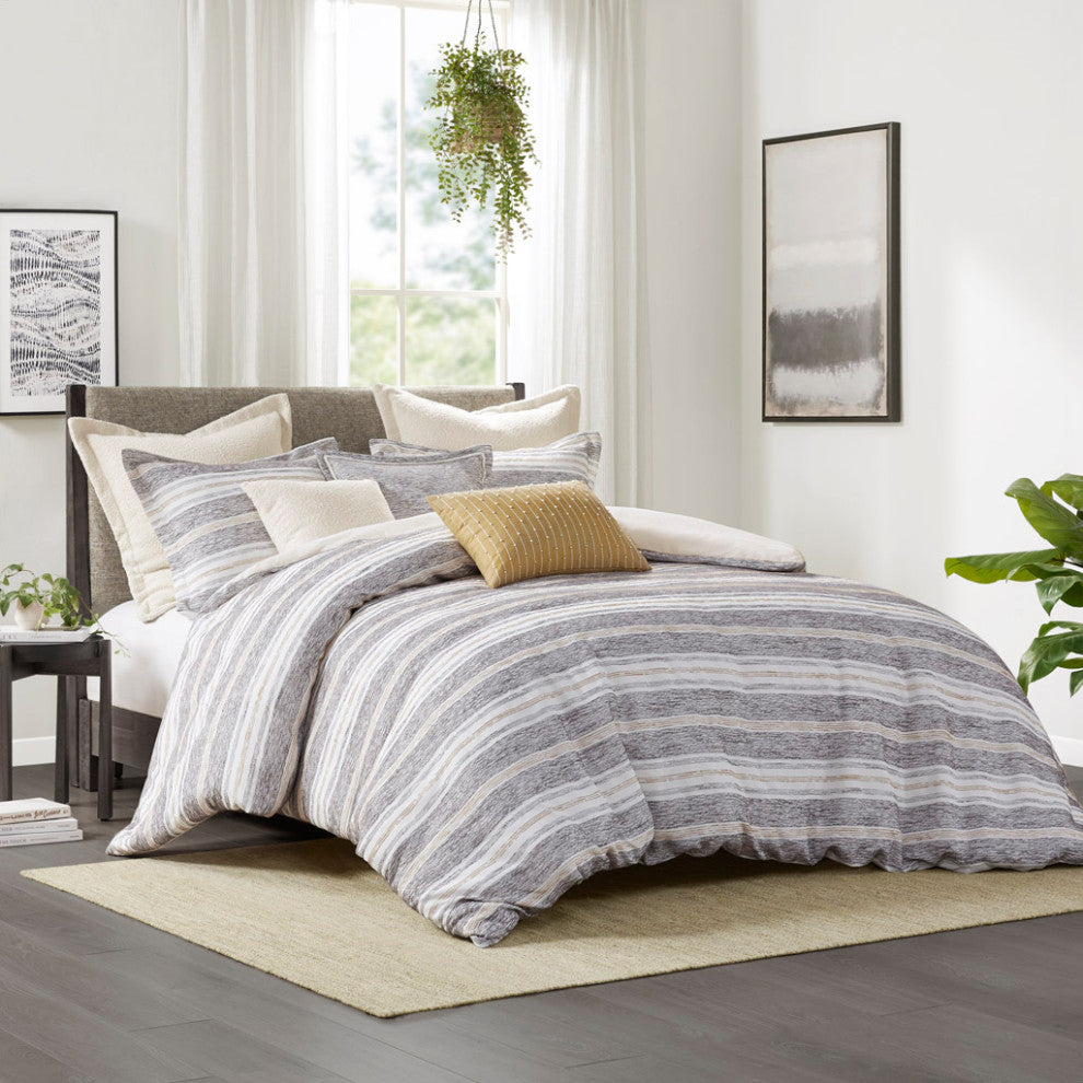 Madison Park Signature Oversized Jacquard Striped Comforter Set