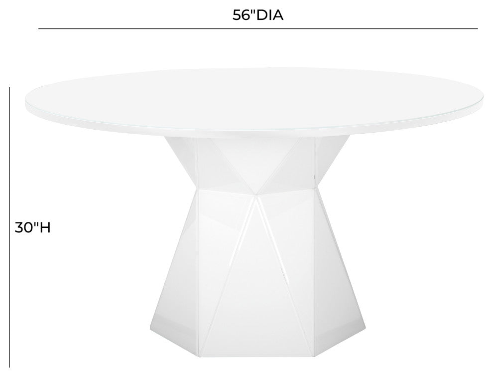 Iris White Glass Dining Table