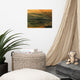 Faux Wood Foggy Mountain Layers at Sunset Landscape Unframed Wall Art Prints, 12" X 16"
