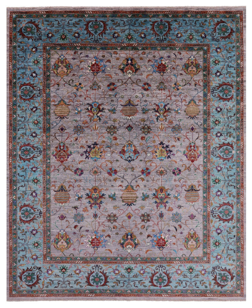 8' 1" X 9' 10" Hand-Knotted Persian Tabriz Wool Rug Q9796