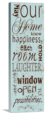 Home Happiness Wrapped Canvas Art Print, 16"x48"x1.5"