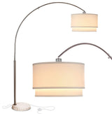 Brightech Mason - Arc Floor Lamp with Unique Hanging Drum Shade, Nickel