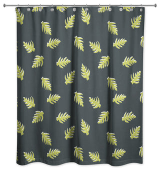 Palm Pattern in Green and Black Shower Curtain