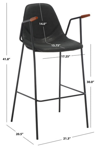 Safavieh Tanner Mid Century Barstool, Black/Walnut