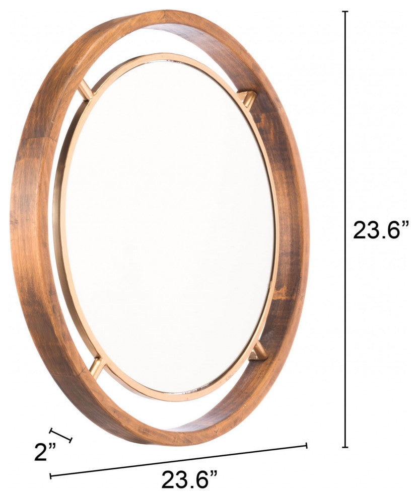 Antiqued Gold Round Wall Mirror