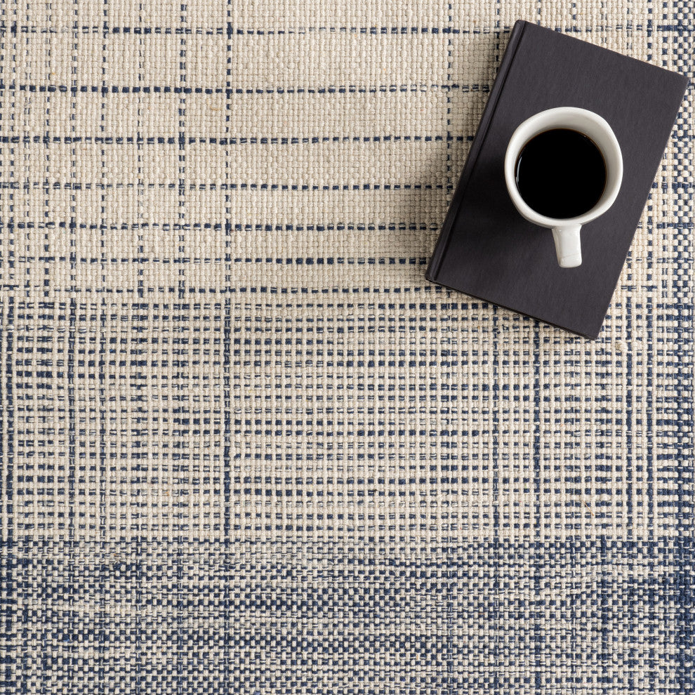 Nuloom Aya Cotton Plaid Rug, Blue 9' x 12'