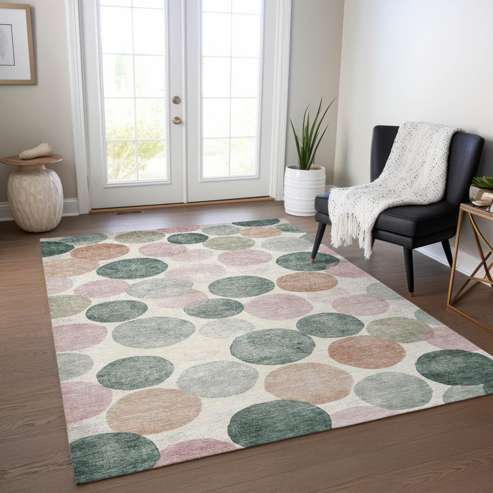 Machine Washable Indoor/Outdoor Chantille ACN1898 Salmon 5' x 7'6" Rug