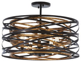 Minka Lavery Vortic Flow 5 Light Semi Flush, Dark Bronze / Mosaic Gold