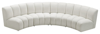 Infinity Channel Tufted Velvet Modular Chair, Cream, 4 Piece
