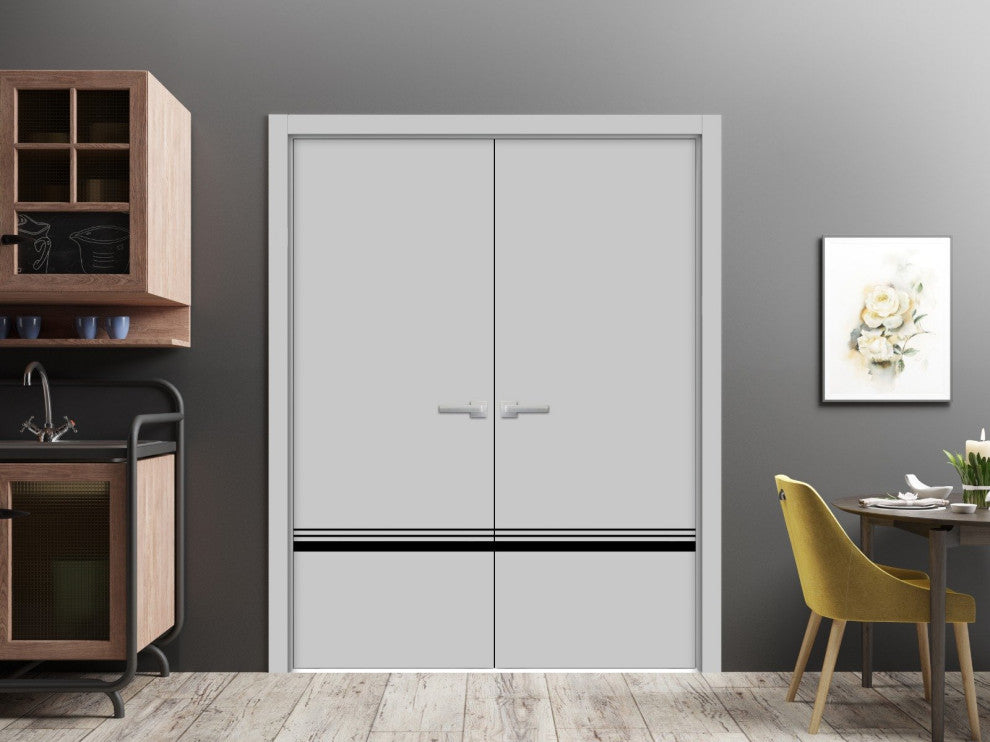 Slab Barn Door Panel 36 x 96 | Planum 0012 Grey Matte with  | Sturdy Finished