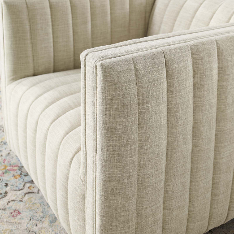 Tufted Armchair Accent Chair, Fabric, Beige, Modern, Living Lounge Hospitality