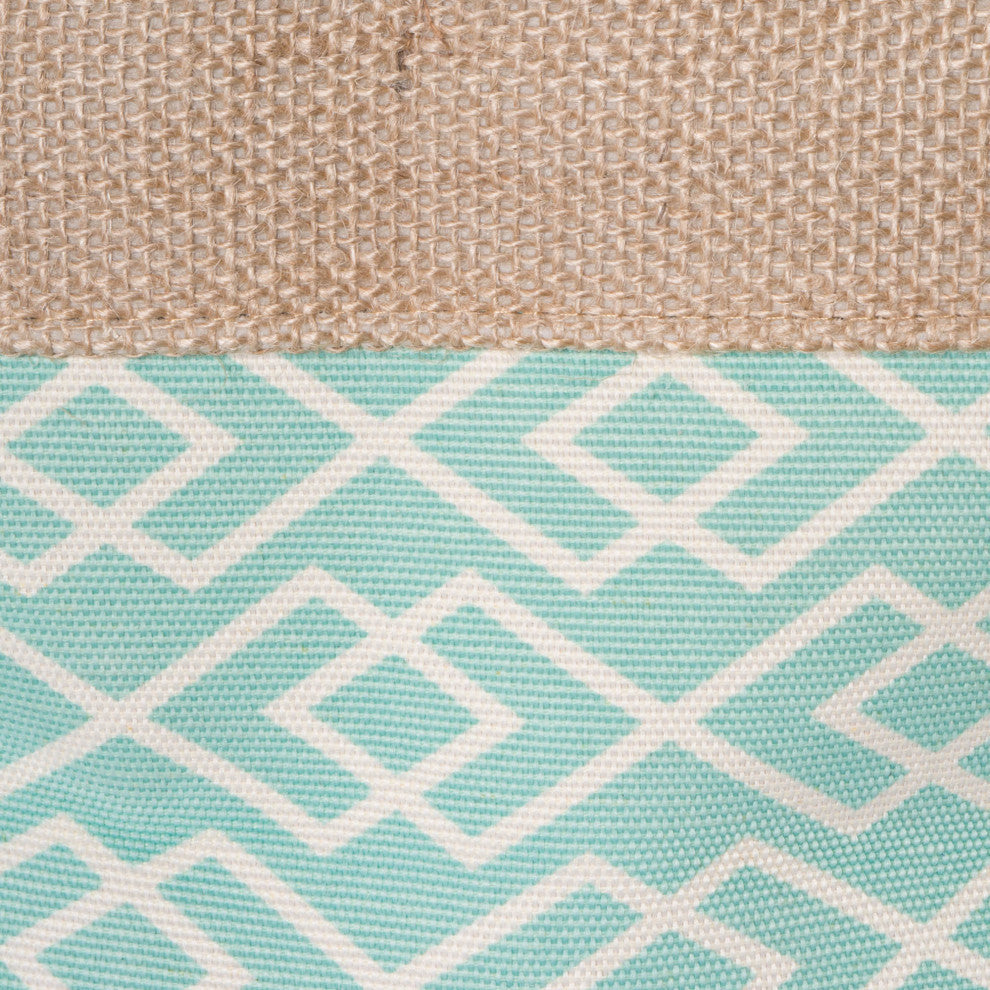 Burlap Bin Diamond Aqua Round Small 9"x12"x12"