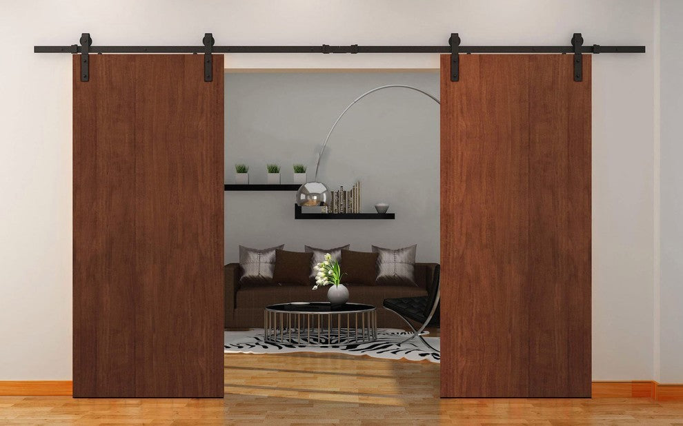 Sliding Double Barn Doors 36 x 80 & 13FT Rail | Planum 0010 Walnut Modena