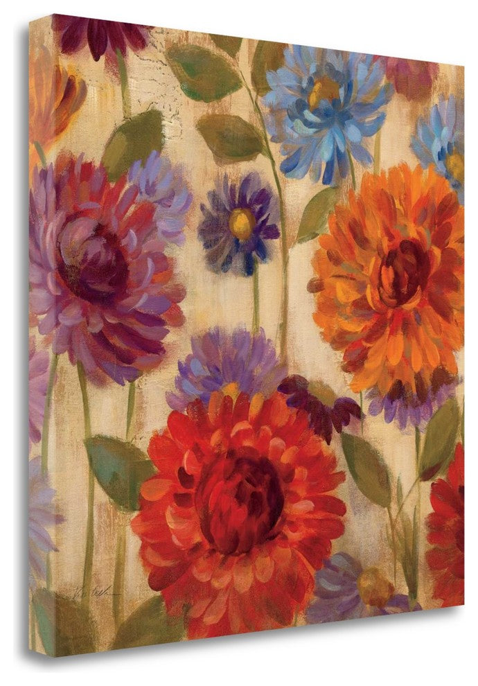 "Rainbow Dahlias Crop II" By Silvia Vassileva, Giclee on Gallery Wrap Canvas
