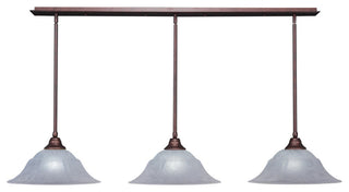Stem 3-Light Pendalier with Hang Straight Swivel, Bronze/White Marble