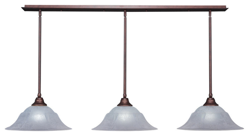 Stem 3-Light Pendalier with Hang Straight Swivel, Bronze/White Marble