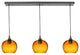 3 Pendant Linear Chandelier, Golden Amber, Antique Bronze, 4 Watt