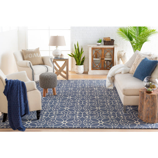 Surya Scott SCT-1009 4'x6' Rug, Dark Blue/Cream