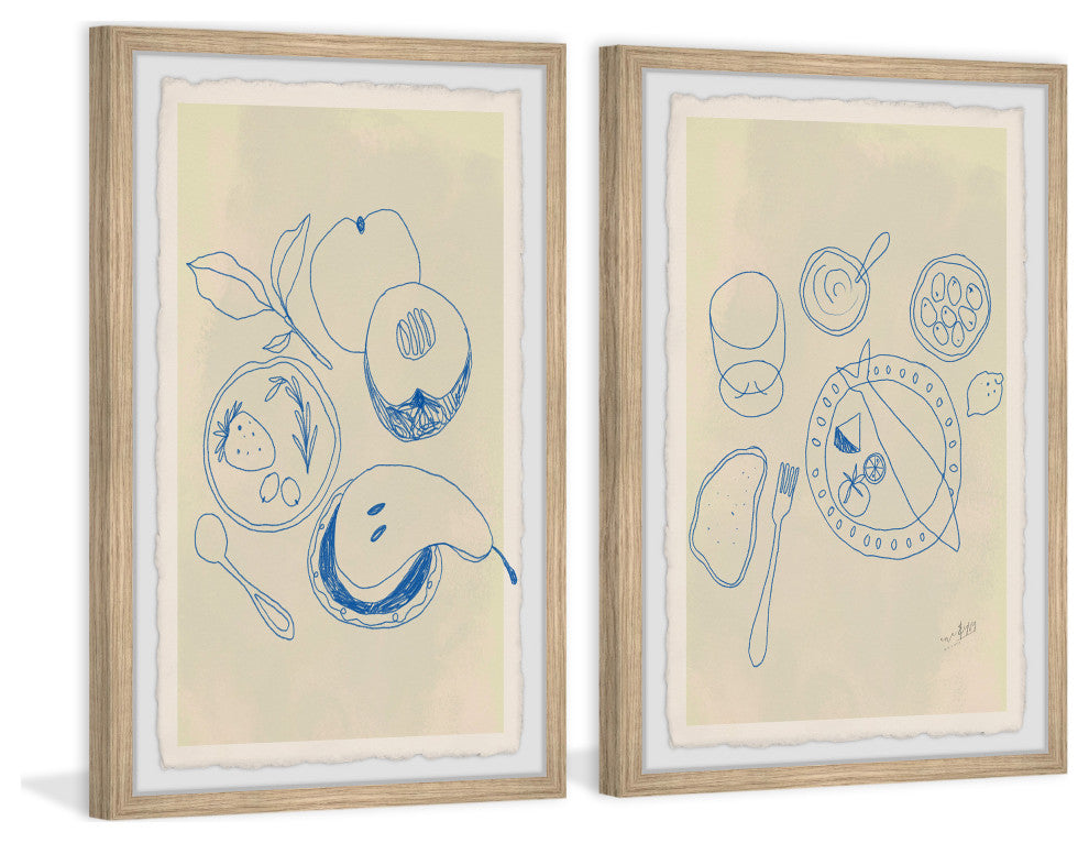 Fruits and Seafood Diptych, 2-Piece Set, 8x12 Panels