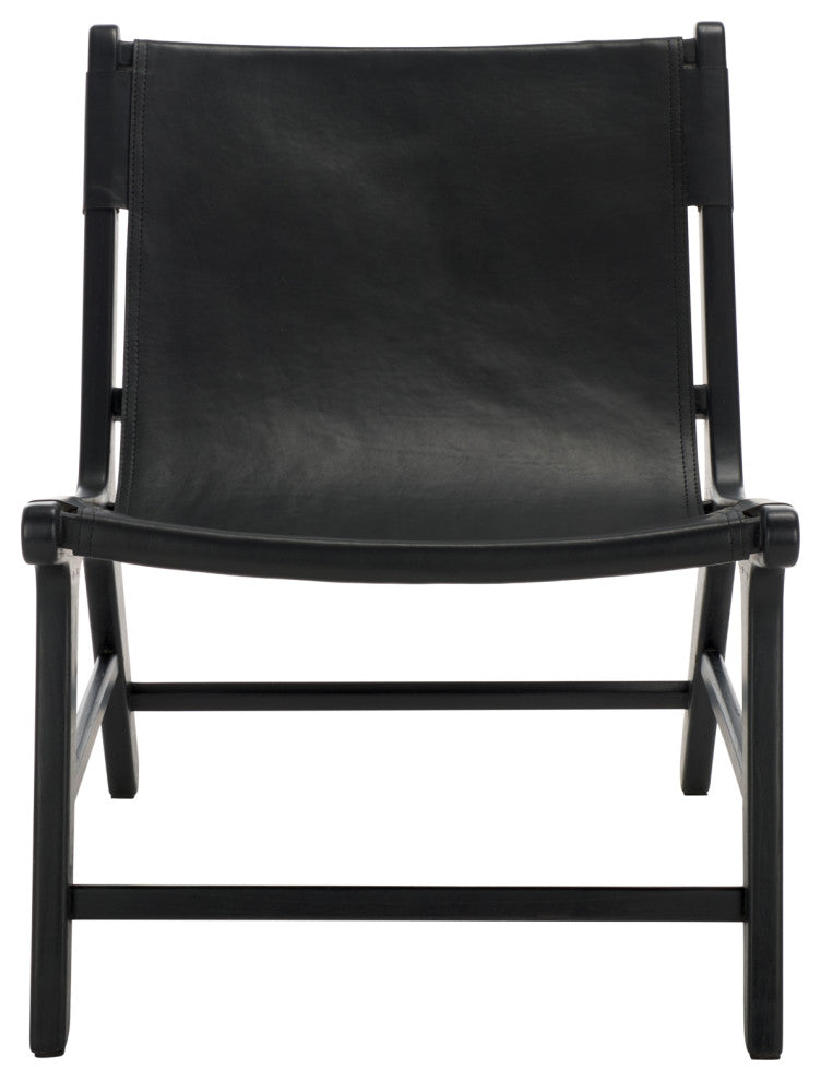 Safavieh Couture Alanarose Leather Accent Chair, Black