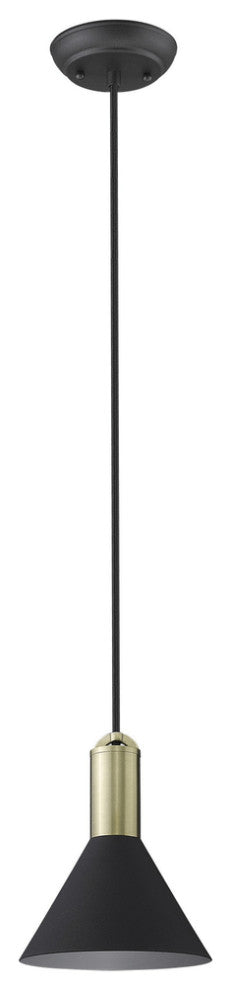 Matte Black and Gold Conical Pendant Hanging Light