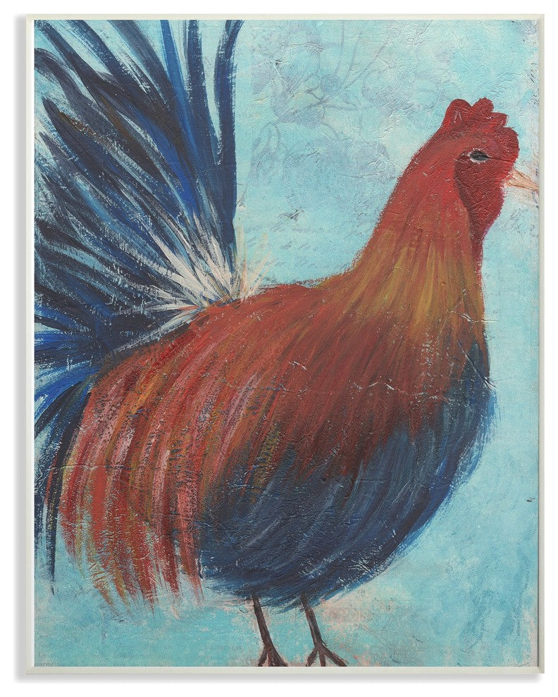 Stupell Ind. Rooster Painting Distressed Surface Wall Art, 13" X 19", Wood Plaqu