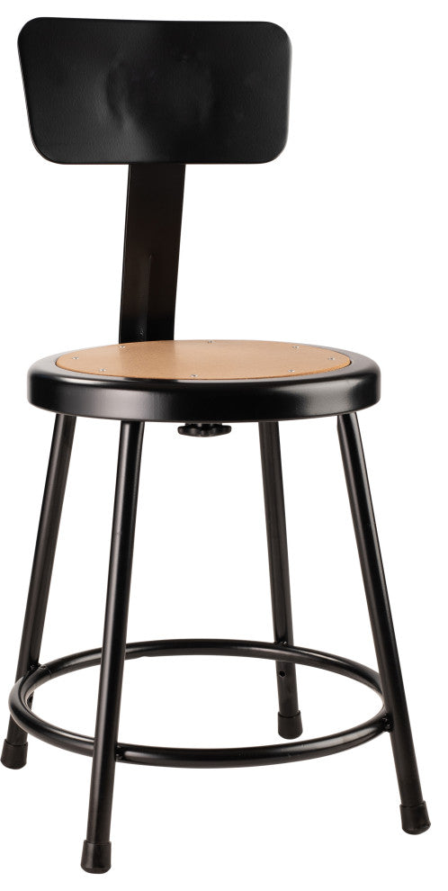 NPS 18"Heavy Duty Steel Stool With Backrest, Black