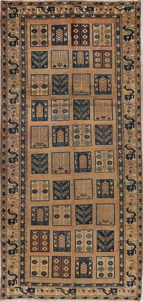 Consigned, Handmade Persian Worn Oriental Vintage Runner Rug, Peach, 10'11"X5'2"