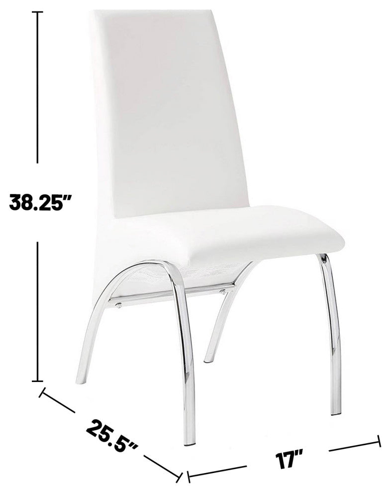 Leatherette Upholstered Side Chair, Set of 2, White