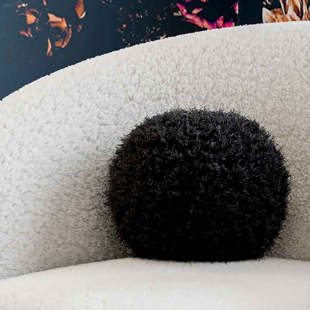 New Zealand Black Sheepskin 16" Round Pillow