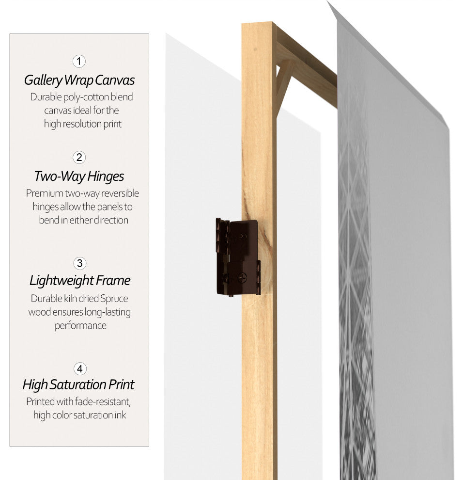 6'' Tall Double Sided Eiffel Tower Canvas Room Divider