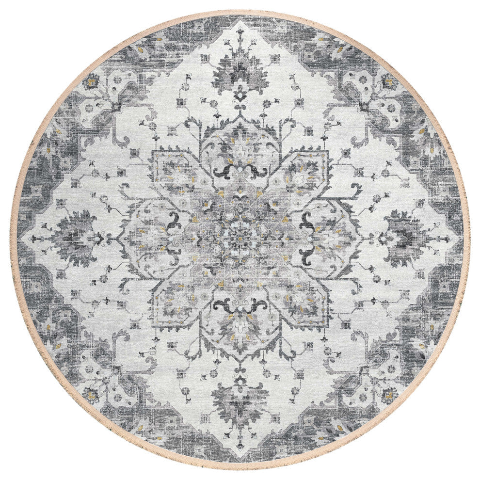 Indoor/Outdoor Marbella MB3 Linen Machine Washable 8' x 8' Round Rug