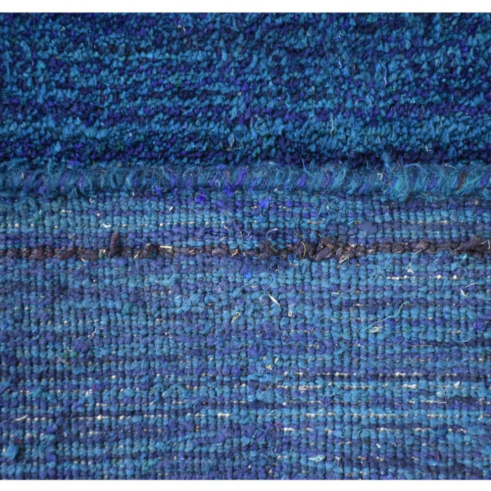 HAND KNOTTED LOOM SILK ECO-FRIENDLY AREA RUGS -6'x9',Rectangle,Blue,Contemporary