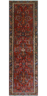 Fine Vintage Distressed Lulu Red/Charcoal Runner, 3'3 x 11'9