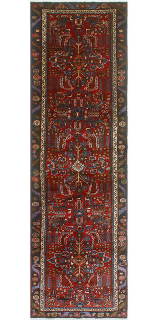 Fine Vintage Distressed Lulu Red/Charcoal Runner, 3'3 x 11'9