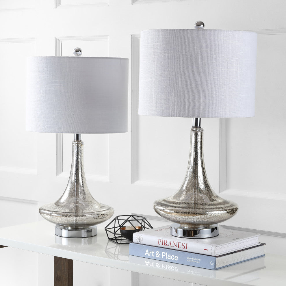 Cecile 25.5" Glass Teardrop Table Lamp, Set of 2