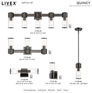 Livex Lighting Quincy 5-Light Black Chrome Large Vanity Sconce