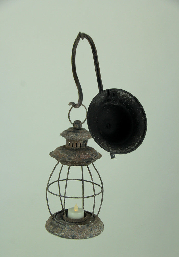 Distressed Metal Vintage Lantern Wall Mounted Candle Sconce