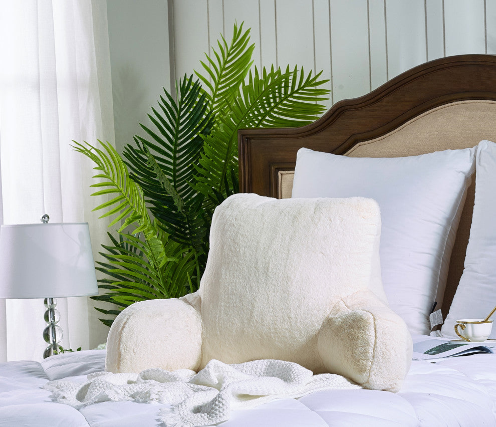 Solid Faux Fur Bedrest, Egret
